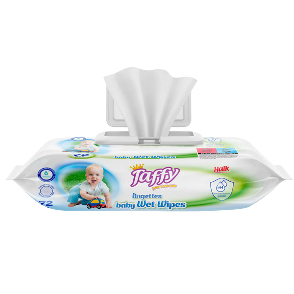 Tuffy baby wet wipes packaging on a white background