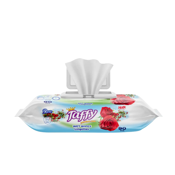 Tuffy wet wipes packaging with floral design on a white background