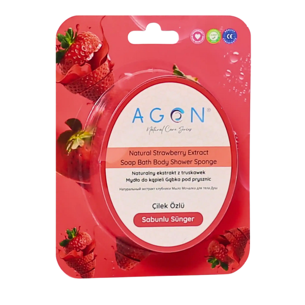 AGON Truskawkowa myjka peelingująca w formie gąbki