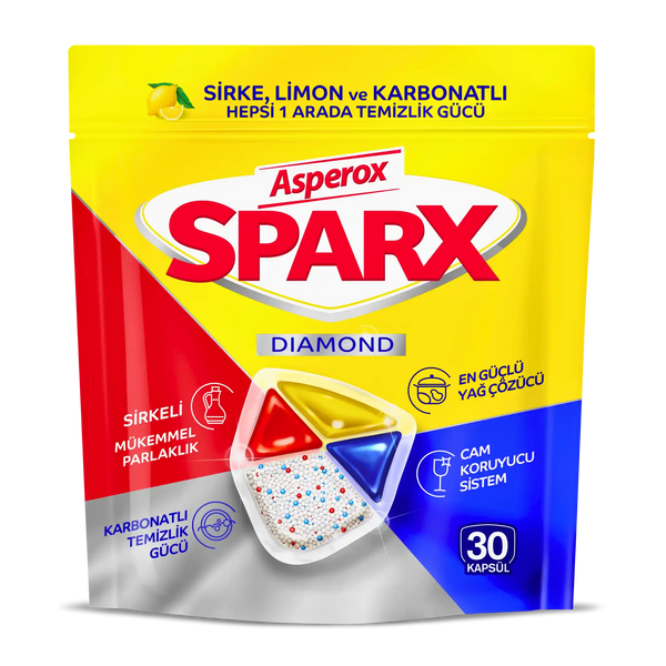ASPEROX SPARX Diamentowe kapsułki do zmywarki All-in-One – 30 sztuk