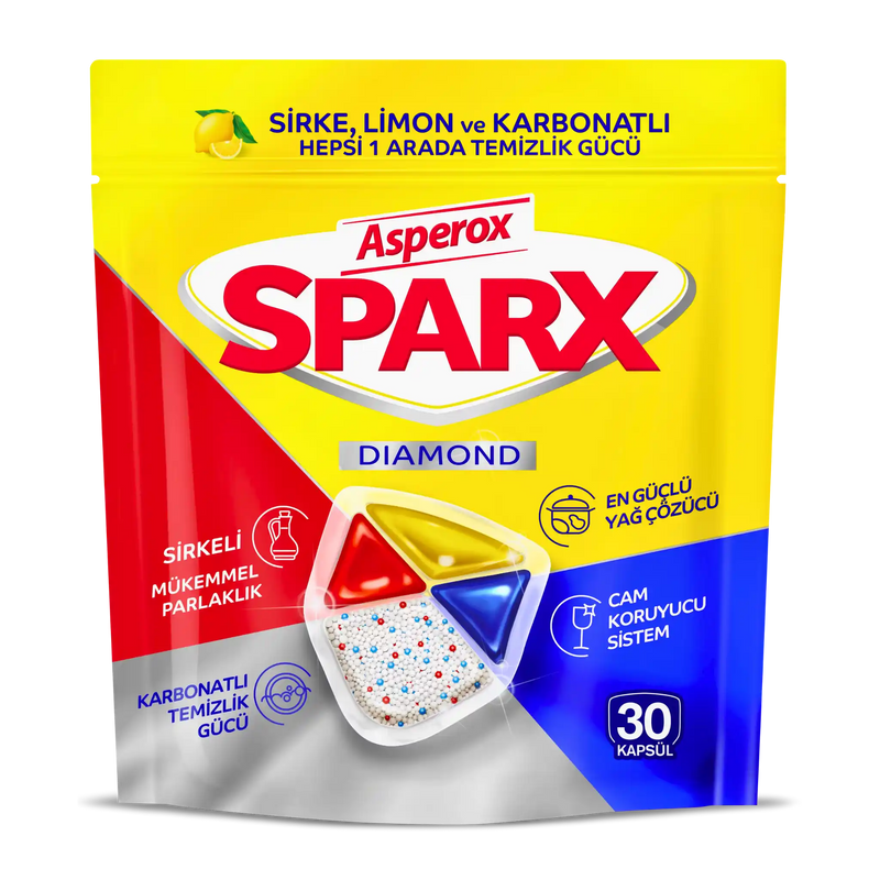 ASPEROX SPARX Diamentowe kapsułki do zmywarki All-in-One – 30 sztuk