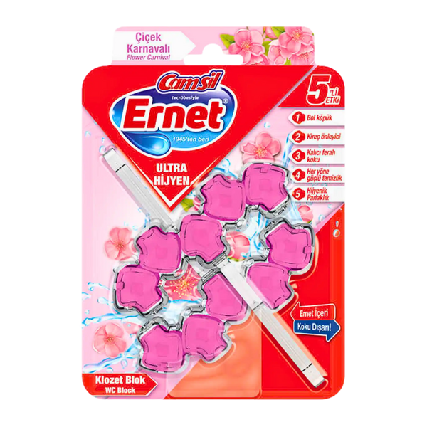ERNET 5-w-1 kostka do muszli klozetowej (Karnawał Kwiatów) – 2x50g