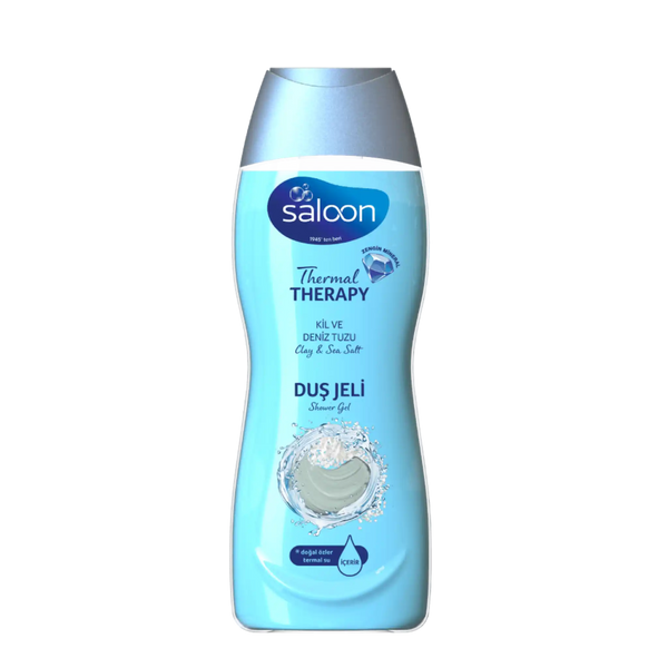 SALOON Żel pod prysznic z terapią termiczną – glinka złuszczająca i sól morska 450ML